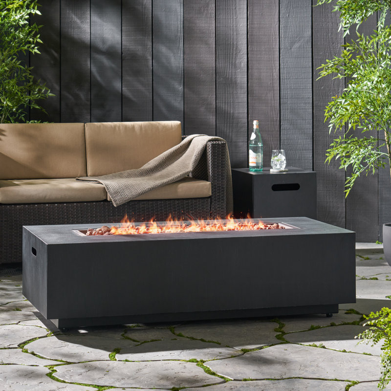 Ashai Fiona Outdoor Outdoor 50,000 BTU Rectangular Fire Pit With Tank Holder