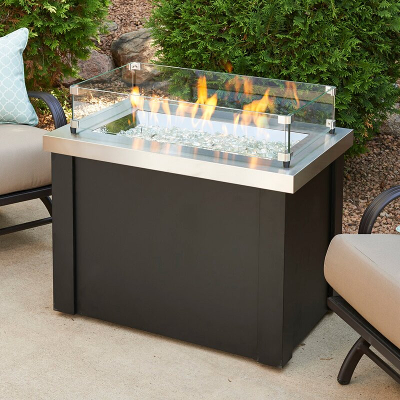 ProvidenceStainless Steel 32" x 20" Rectangular Gas Fire Pit Table