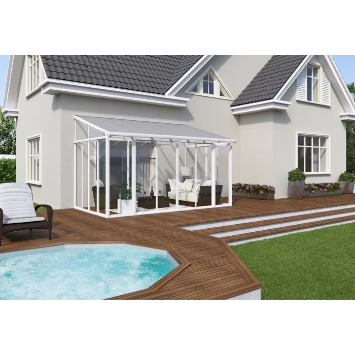 SanRemo Metal Patio Gazebo with Screen Doors 9.6 Ft W x 14.1 Ft D