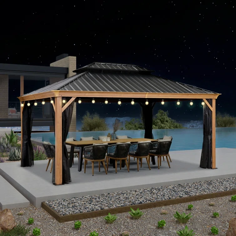 16 Ft. W x 12 Ft. D Aluminum Patio Gazebo