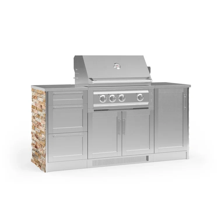 Outdoor Kitchen Signature Series 6 Piece Cabinet Set with 33 in. Propane Gas Platinum Grill