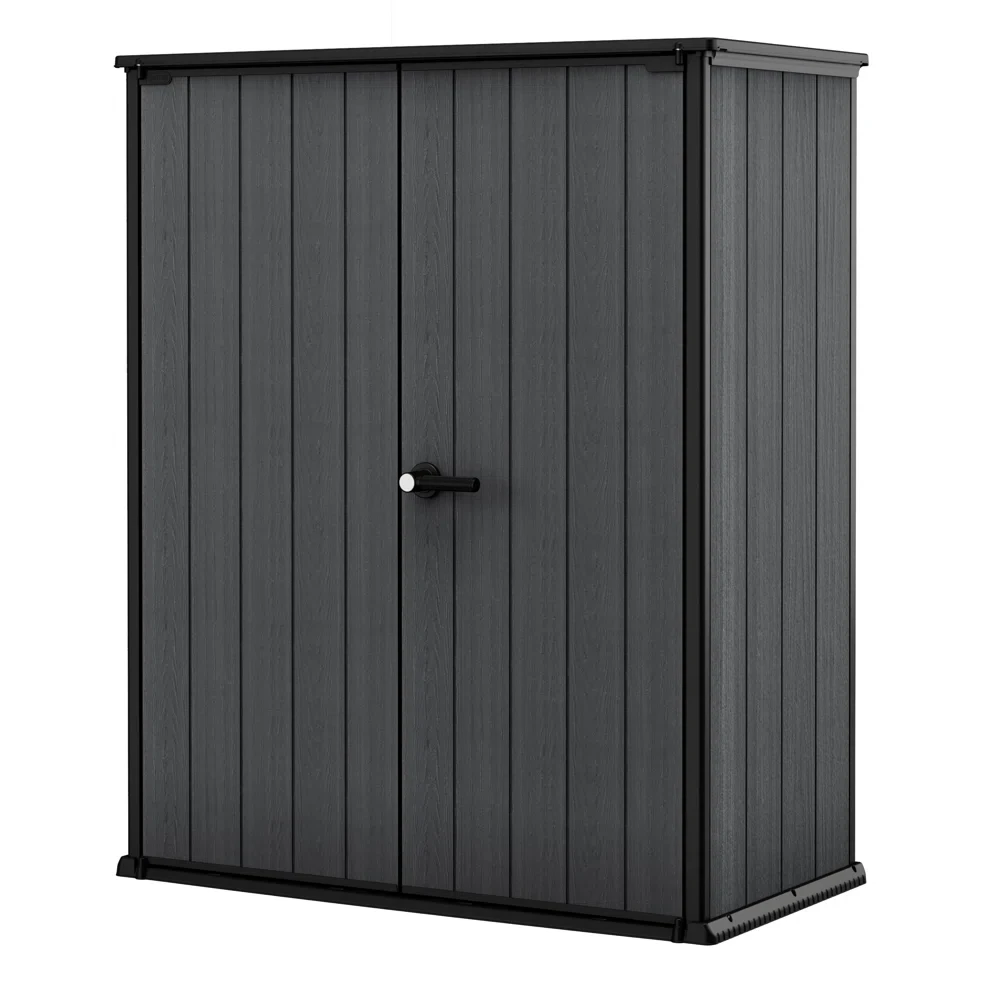 Keter Cortina Alto Veritcal Resin Outdoor Storage Shed for Patio Furniture and Tools, Graphite