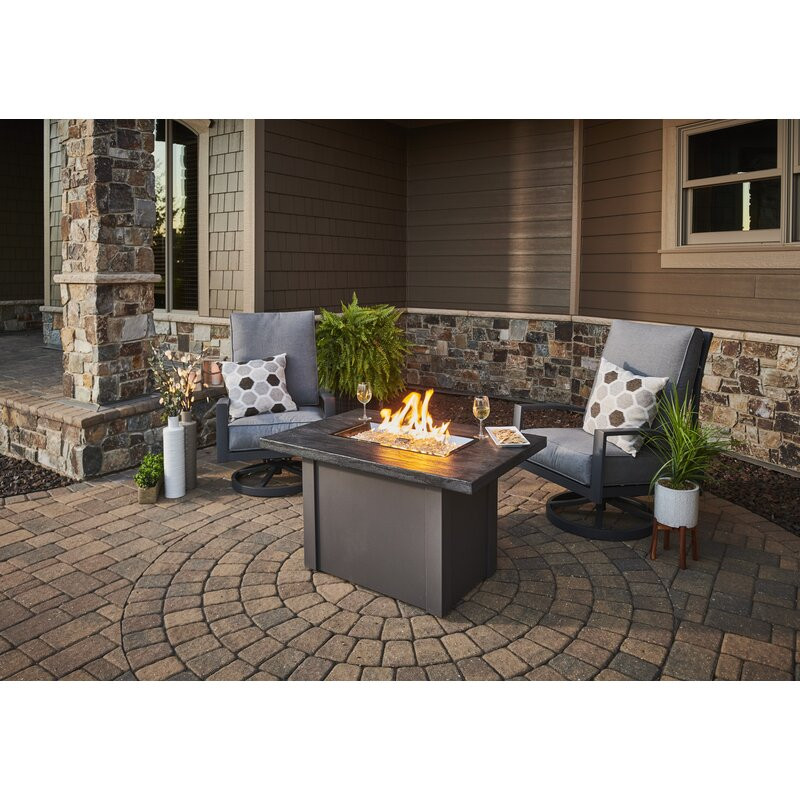 Stone Grey Havenwood Rectangular Gas Fire Pit Table