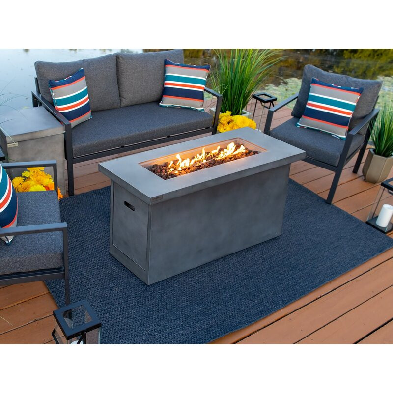 Awen 23.5" H x 42" W Concrete Outdoor Fire Pit Table