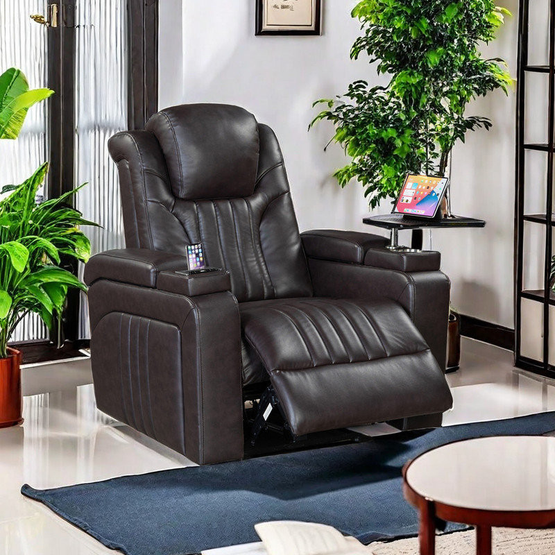 37.6" Wide Faux Leather Home Theater Individual seat