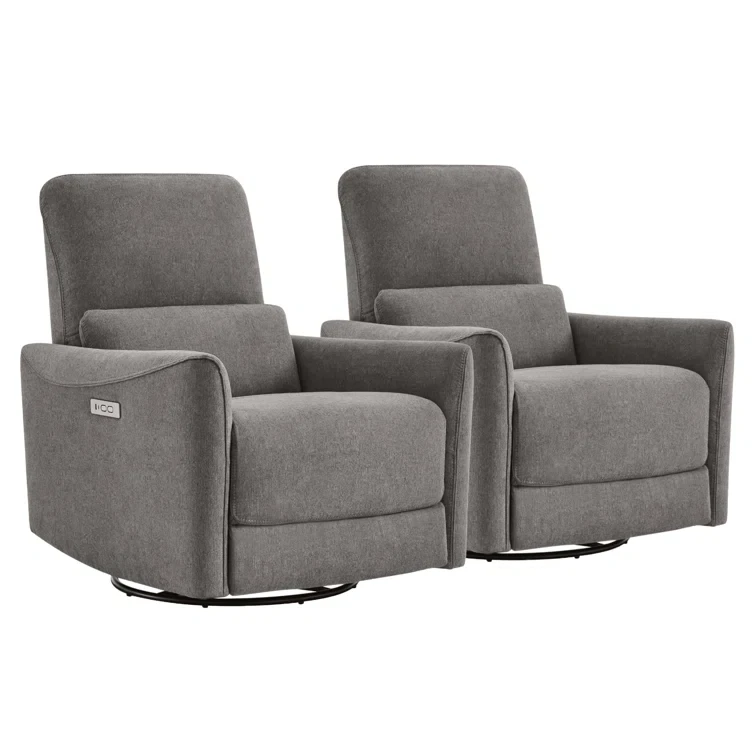 Cadavid Upholstered Swivel Power Recliner (Set of 2)