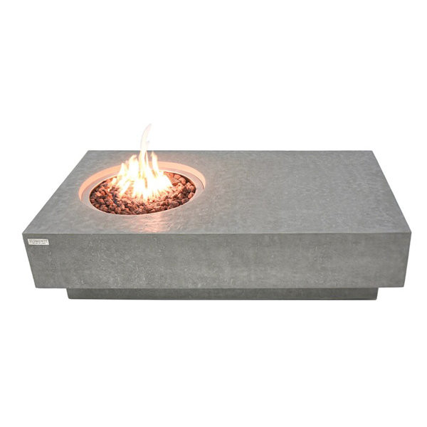 Metropolis 56" Rectangle Concrete Outdoor Fire Pit Table - by Elementi