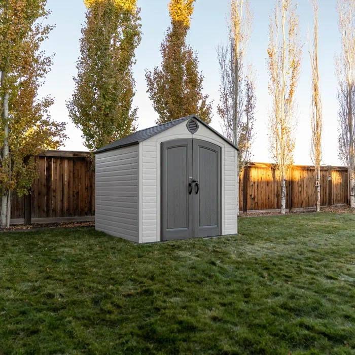 95" H x 96" W x 90" D High-Density Polyethylene Outdoor Storage Shed with Steel-Reinforced Construction