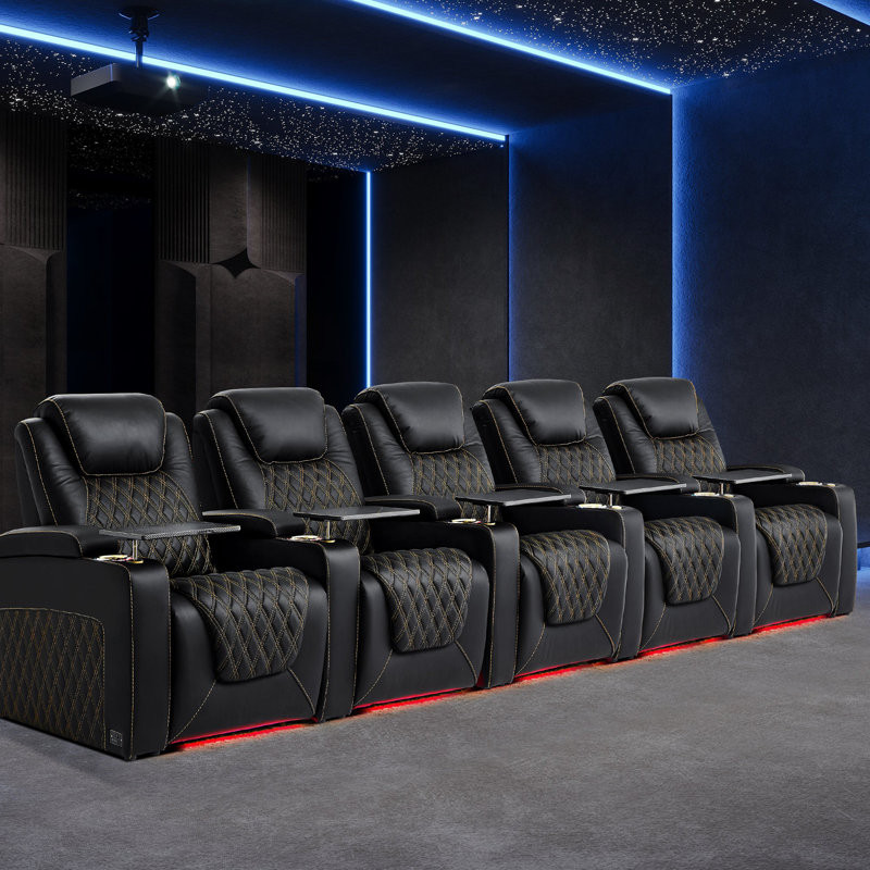 Leather Home Theater Seating with Cup Holder