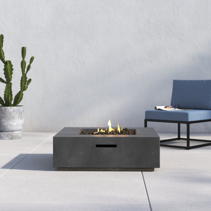 Rashid 12" H Concrete Outdoor Fire Pit Table 12" H x 34" W x 34" D