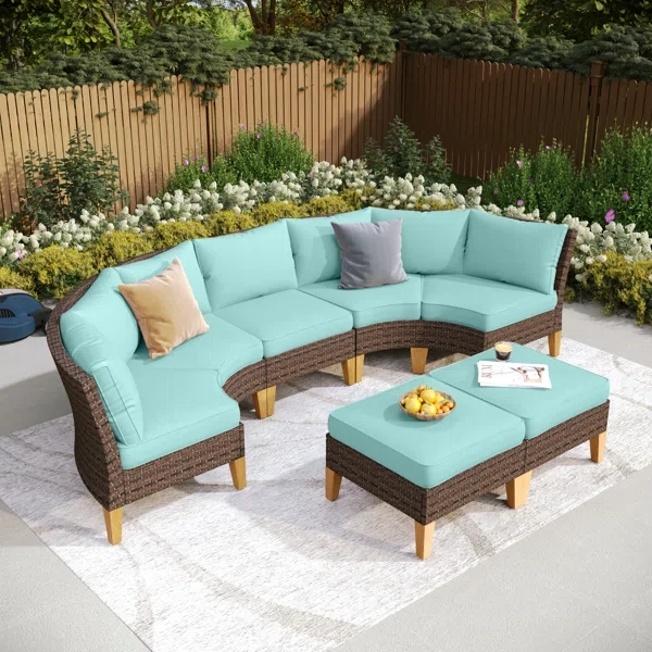 Argyri 7 Piece Wicker Outdoor Patio Conversation Furniture Sectional Set