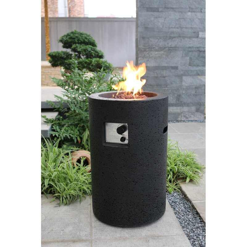 Emestine Lava Tube 18" Concrete Propane Fire Column-by Modeno