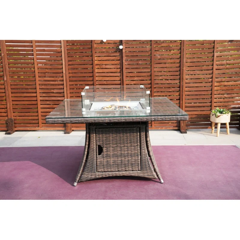 Lepley Resin Wicker Propane/Natural Gas Fire Pit Table