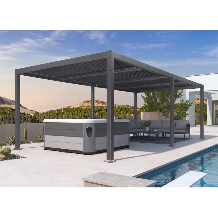 11 ft. W x 23 ft. D Aluminum Louvered Pergola