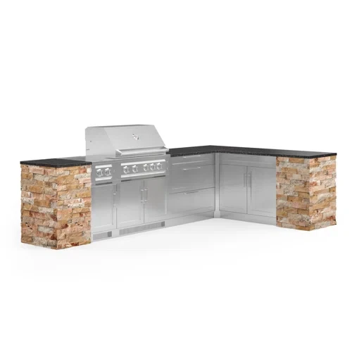 Outdoor Kitchen Signature Series 11 Piece L Shaped Cabinet Set with 36 in. Natural Gas Grill