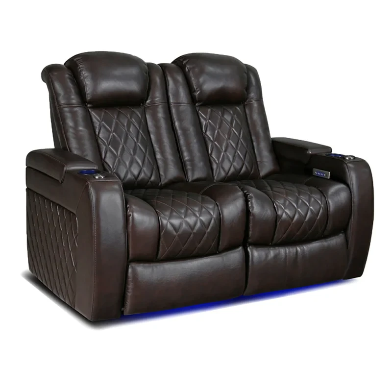 Tuscany Leather Home Theater Seating with Cup Holder