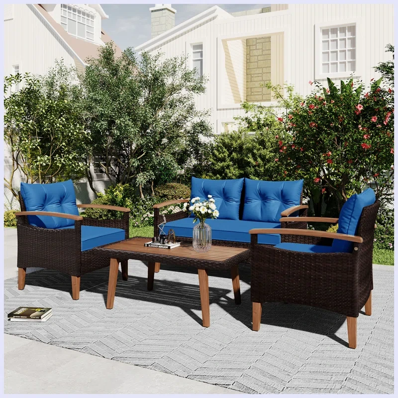 Javarus 4 Piece Sofa Seating Group with Cushions