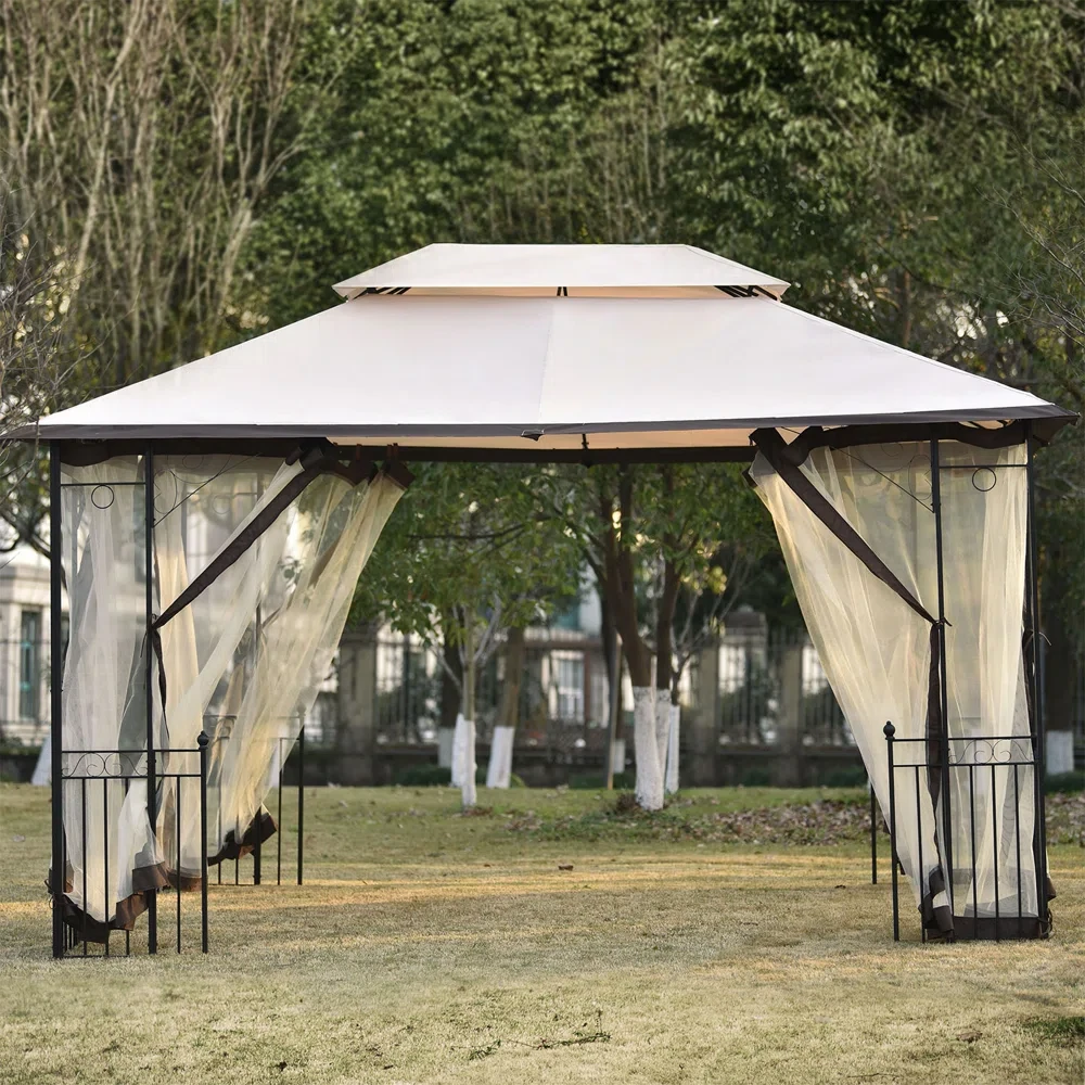 13 Ft. W x 10 Ft. D Iron Patio Gazebo