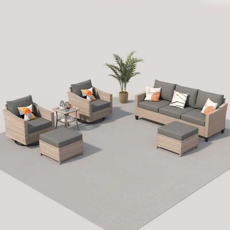 Quantrel 9 Piece Rattan Sofa Seating Group with Cushions