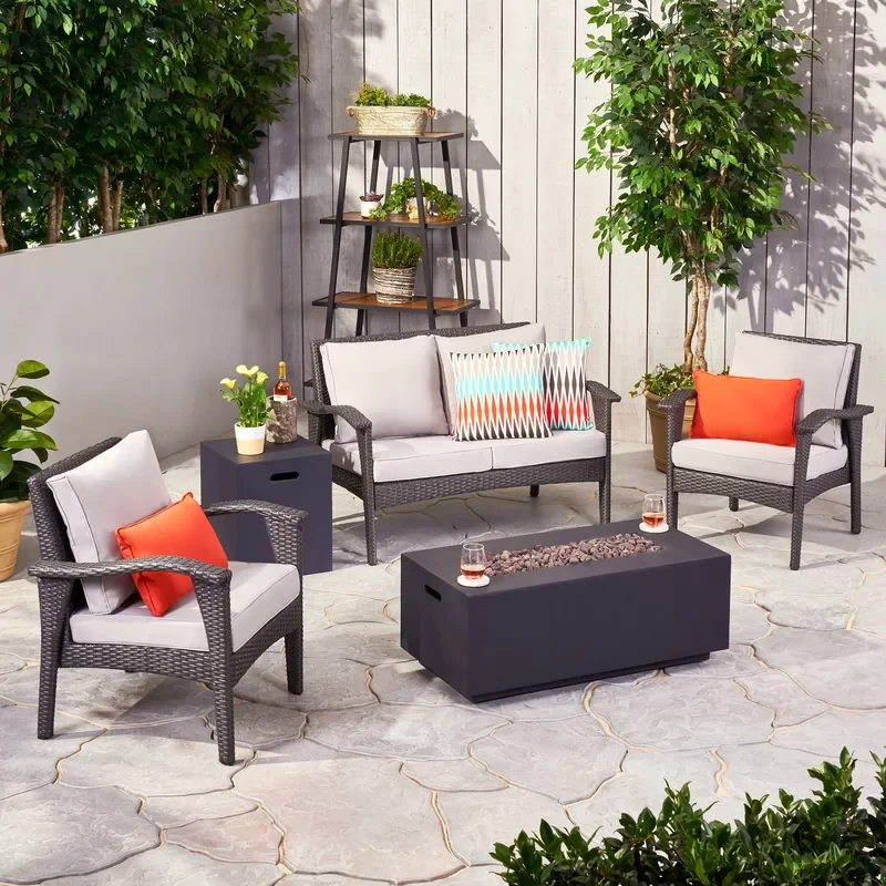 Eggo Trimble Outdoor 5 Piece Sofa Seating Group with Cushions