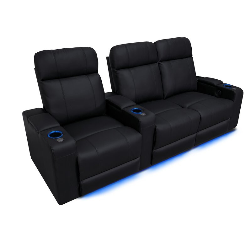 Modern Upholstered Home Theater Seat with Cup Holder