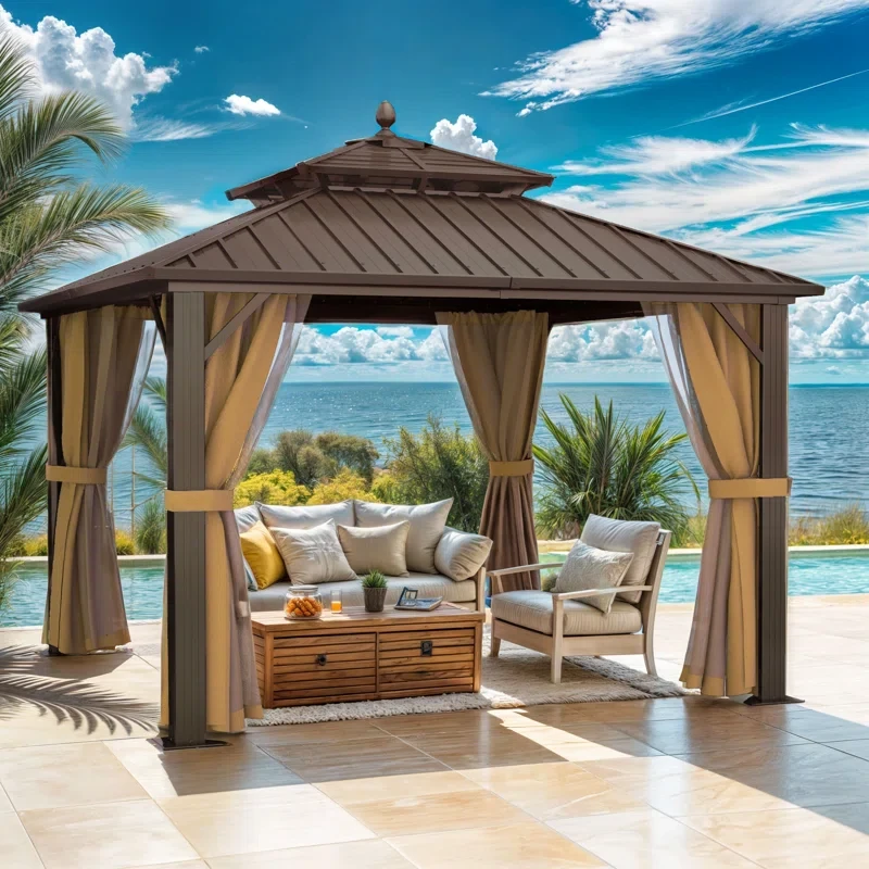 12x12FT Antique Bronze Aluminum Gazebo