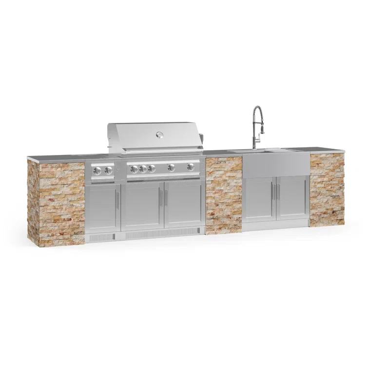 Outdoor Kitchen Signature Series 11 Piece Cabinet Set with 40 in. Propane Gas Platinum Grill