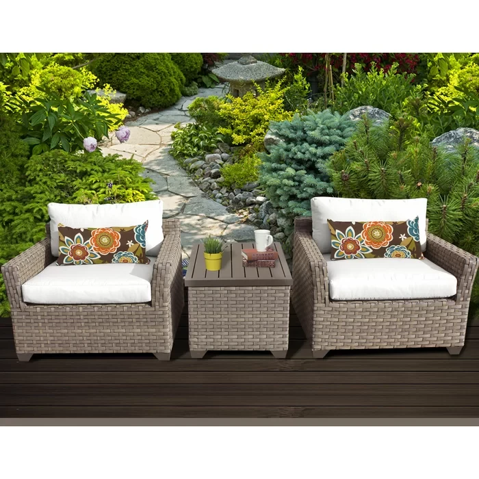 Anupras 3 Piece Outdoor Conversation Set with Club Chairs and Storage Coffee Table