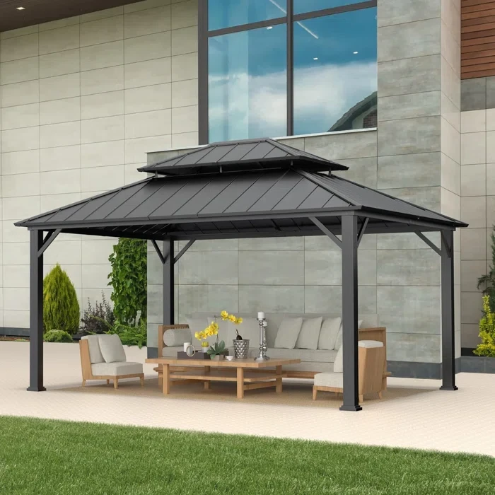 OLILAWN 12 Ft. W x 16 Ft. D Aluminum Patio Hardtop Gazebo, for Patios Gardens Lawns