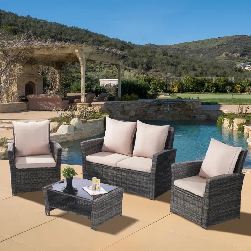 Jarious 4 - Person Outdoor Seating Group with Cushions