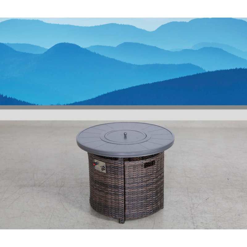 Maquisha 25.08'' H x 32.08'' W Stainless Steel Outdoor Fire Pit Table with Lid