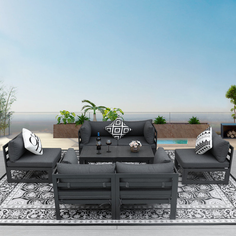 Glennisha 6 - Person Outdoor Seating Group with Cushions