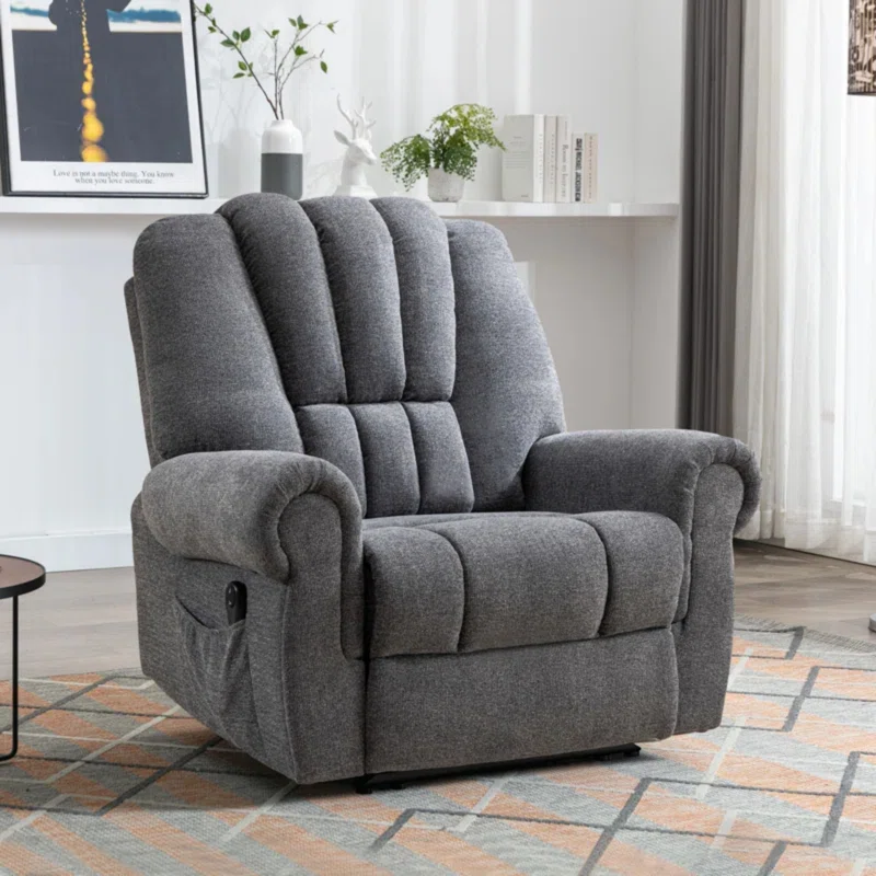 42.5'' Wide Modern Soft Chenille Upholstered Power Recliner Chair With Remote Control