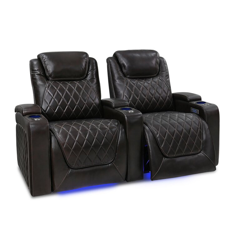 Leather Home Theater Seating with Cup Holder