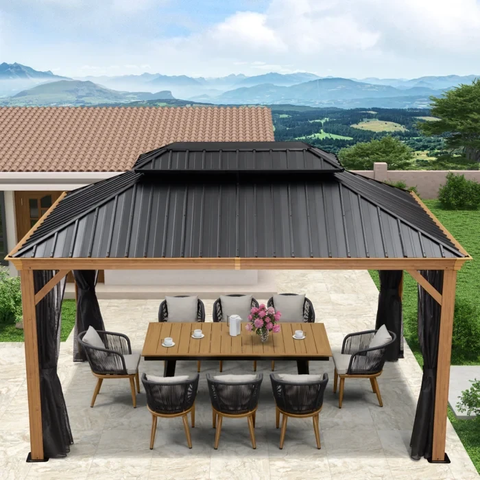 Purple Leaf  10' X 14' Aluminium Patio Gazebo with Netting