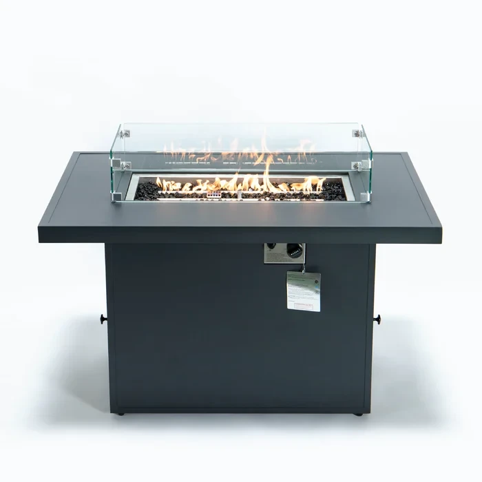 Ayriauna Patio Modern Black Aluminum Propane Fire Pit Table