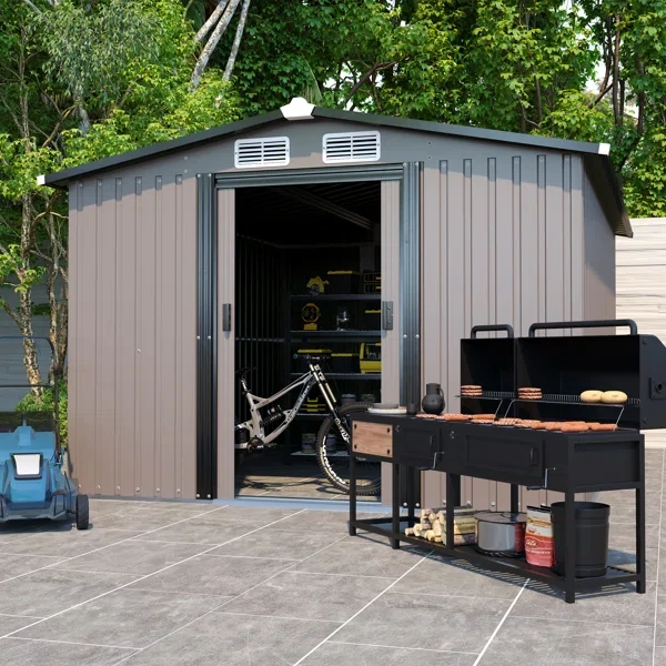 Metal Lean-to Storage Shed 79" H x 122" W x 153" D