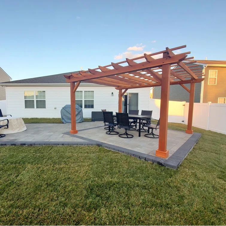 20 ft. W x 20 ft. D Solid Redwood Pergola