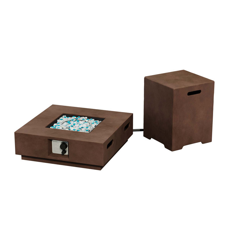 Outdoor Concrete Fire Pit Table With Propane Tank Cover