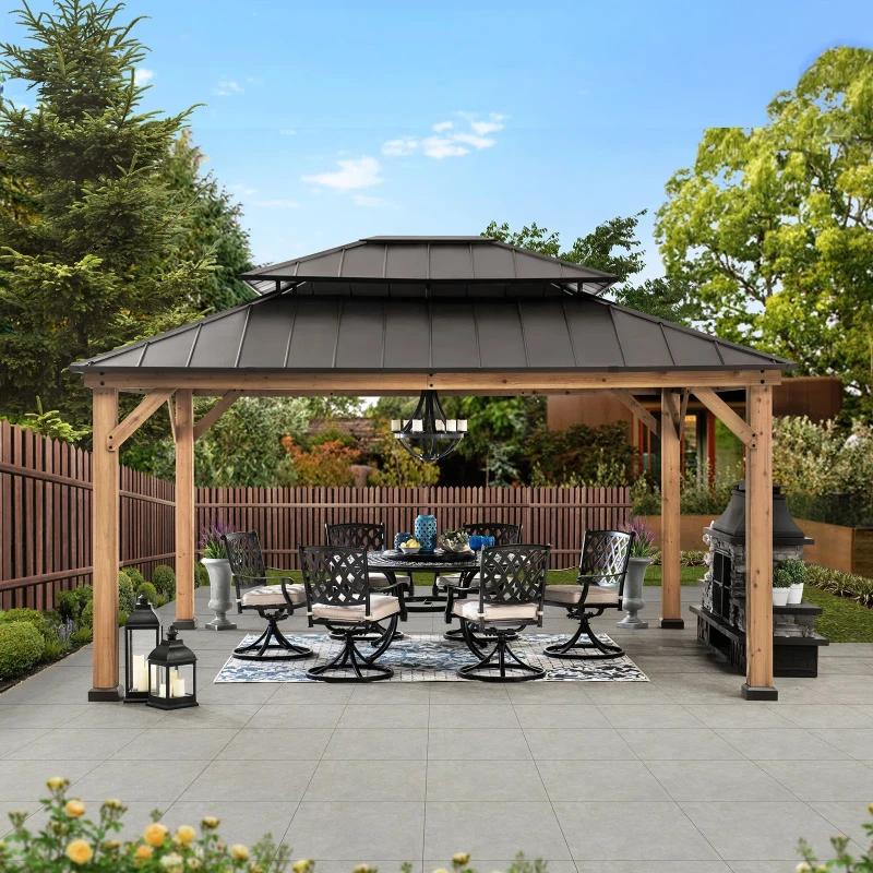 Sunjoy 13 ft. x 15 ft. Gazebo with Steel Hardtop