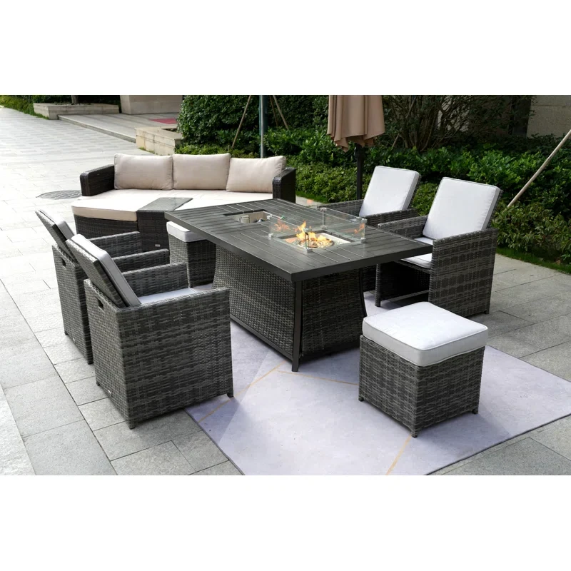 Aliaksey 11 - Person Outdoor Seating Group with Cushions