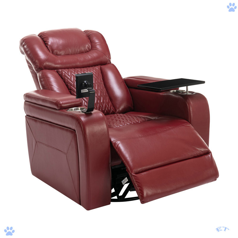 Power Recliner Individual Seat Home Theater Recliner With Comforable Backrest,Tray Table,Phone Holder,Cup Holder,USB Port,Hidden Arm Storage For Living Room