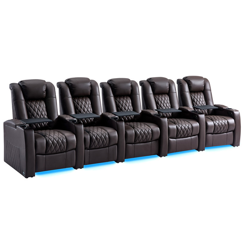 Leather Home Theater Seating Dual Power Movie Theater Chairs Theater Recliner Sofa