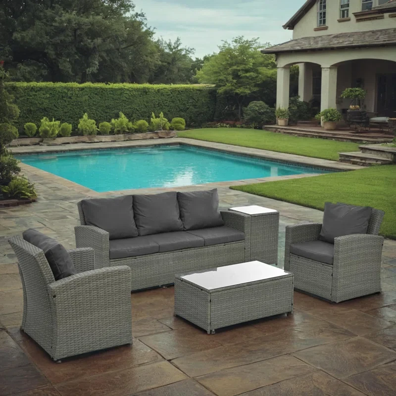 Caysie 5 - Person Outdoor Seating Group with Cushions