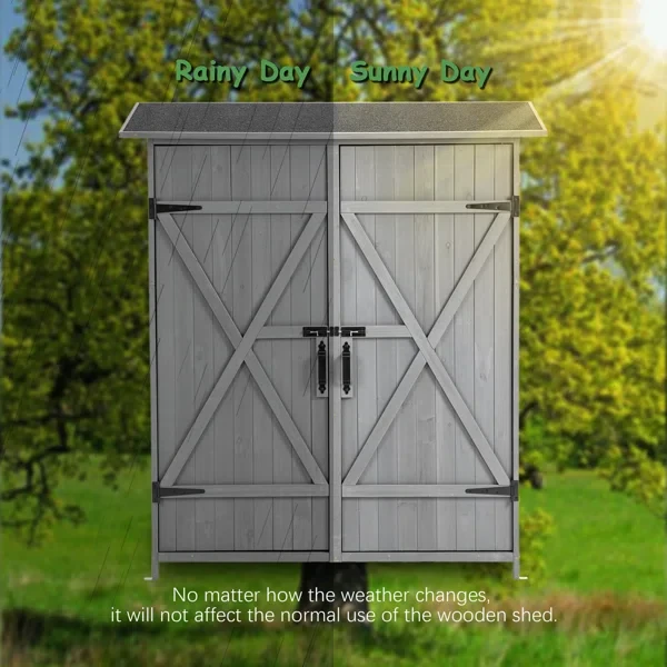 5 ft. W x 2 ft. D Solid Wood Vertical Tool Shed