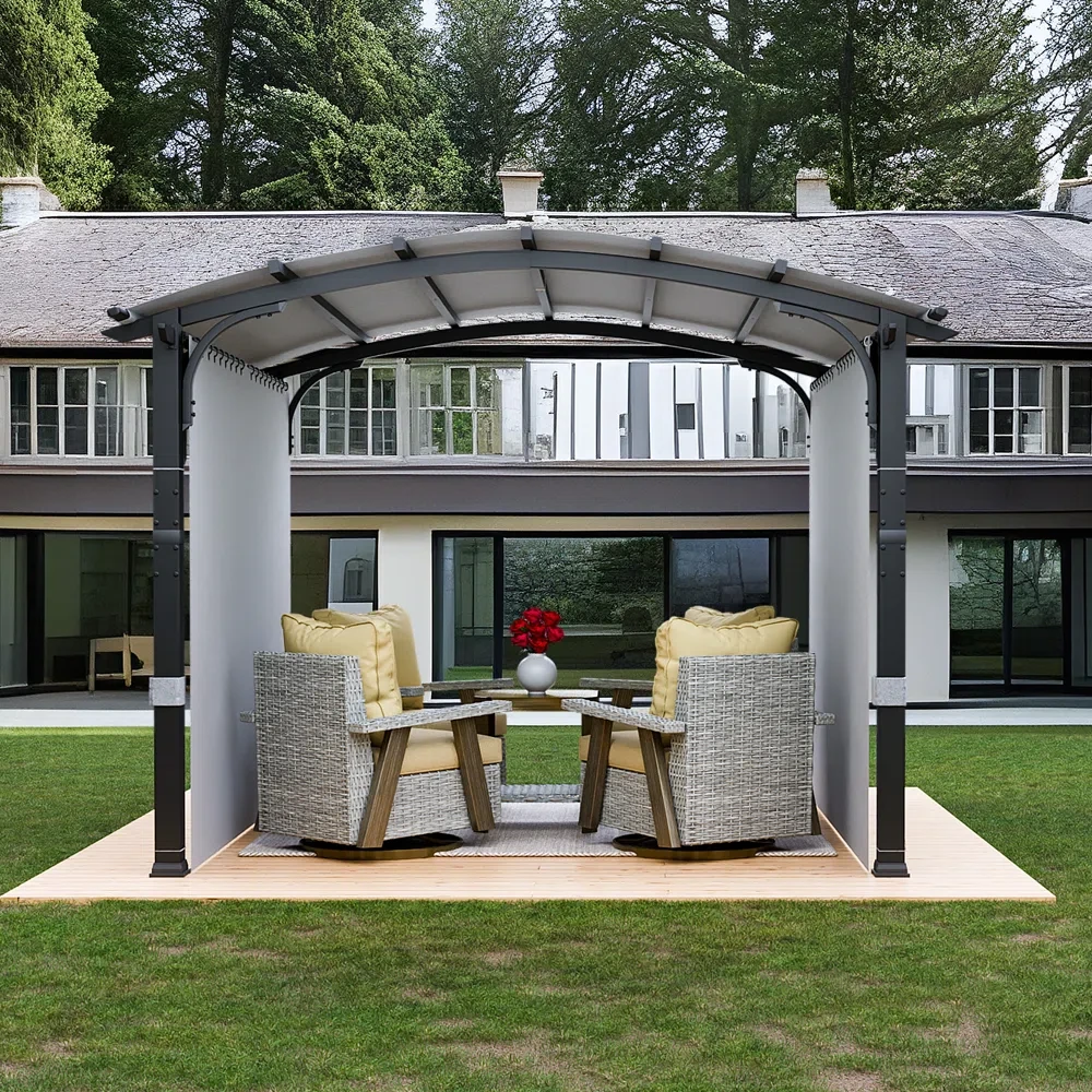 11 Ft. W x 10 Ft. D Metal Pergola with Canopy