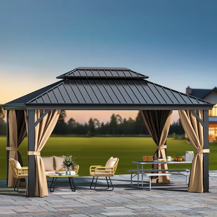 Outdoor Aluminum Hardtop Patio Gazebo 16 ft x 12 ft