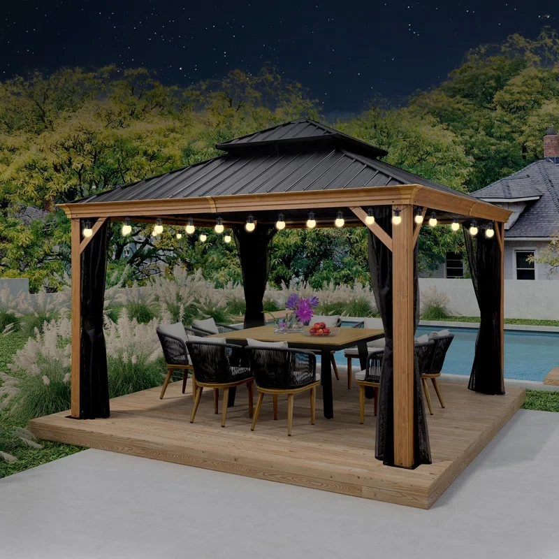 12 Ft. W x 12 Ft. D Metal Patio Gazebo Canopy