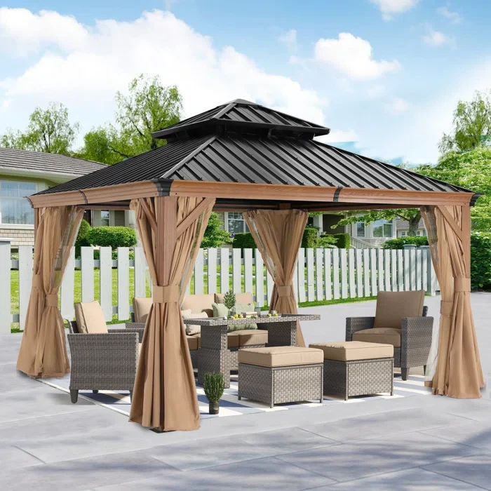 10 ft. x 10 ft. Aluminum Patio Gazebo Permanent Hardtop Gazebos