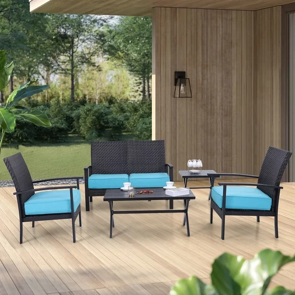 Alojzij 4 - Person Outdoor Seating Group with Cushions